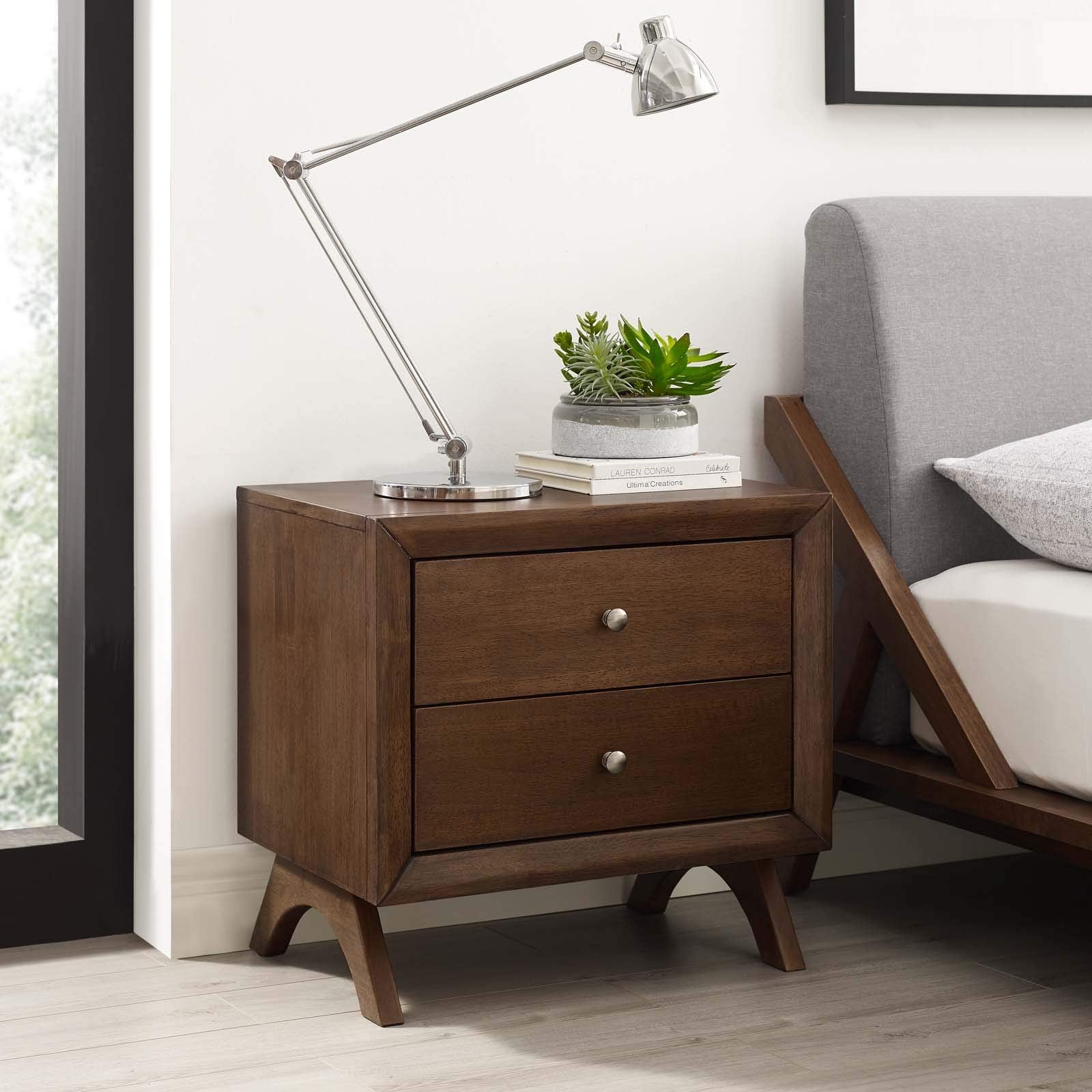 Modway Providence Nightstand Or End Table, Walnut
